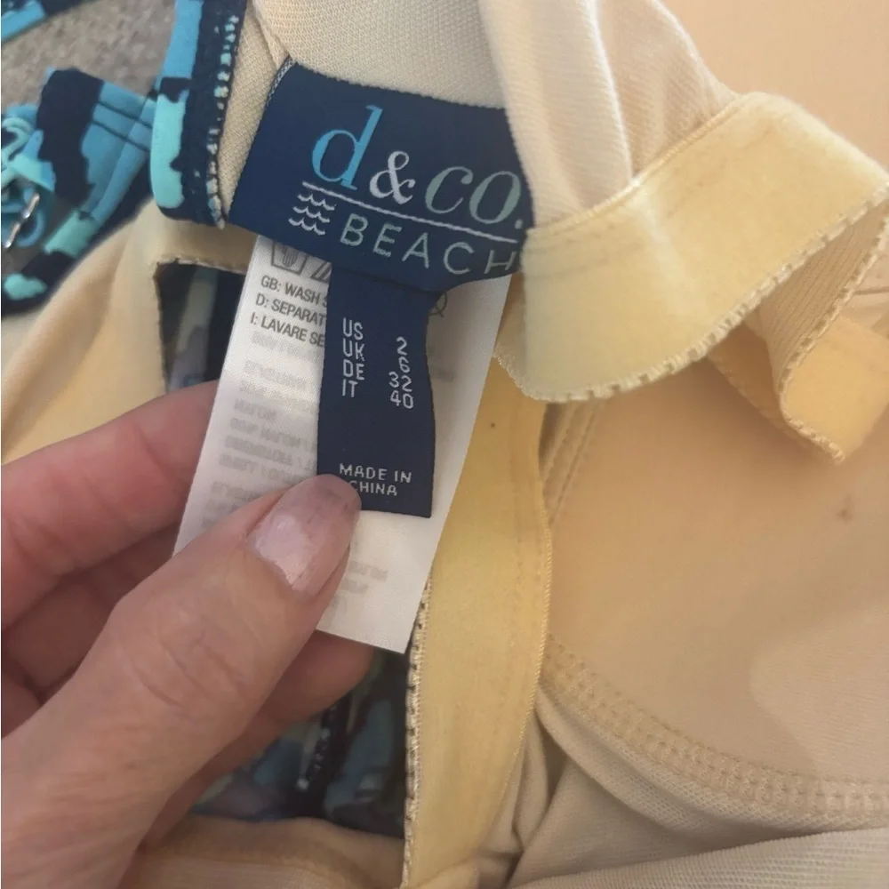 Denim & Co Beach Wrap front Swim Romper Sz 2